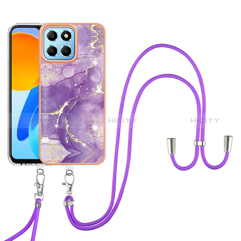 Coque Silicone Motif Fantaisie Souple Couleur Unie Etui Housse avec Laniere Strap Y05B pour Huawei Honor X6 5G Plus