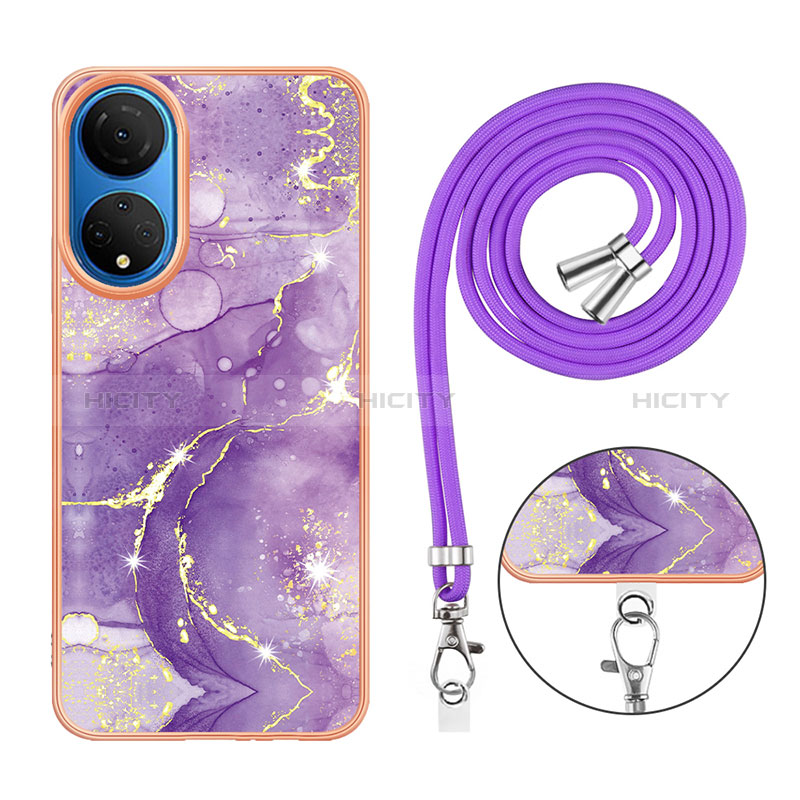 Coque Silicone Motif Fantaisie Souple Couleur Unie Etui Housse avec Laniere Strap Y05B pour Huawei Honor X7 Plus