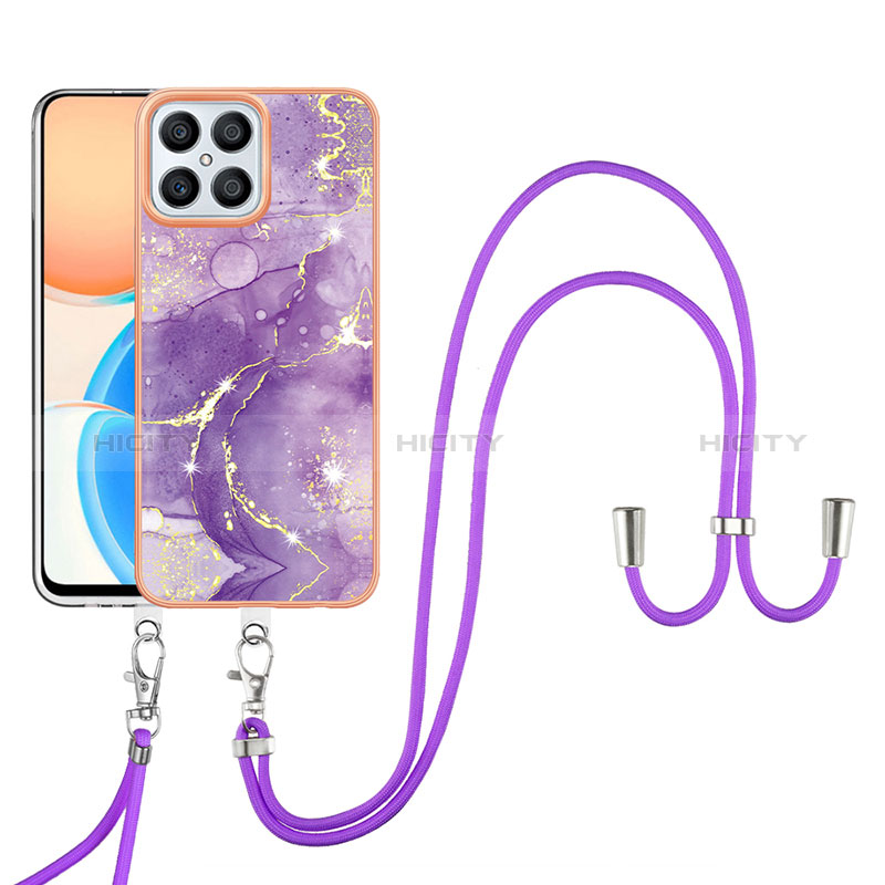 Coque Silicone Motif Fantaisie Souple Couleur Unie Etui Housse avec Laniere Strap Y05B pour Huawei Honor X8 4G Plus