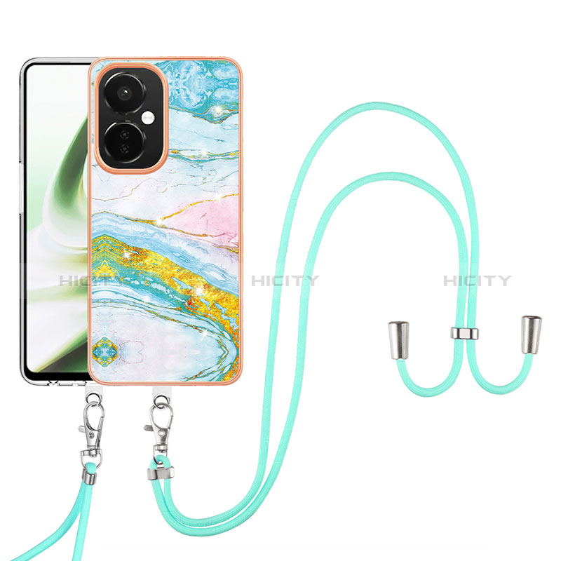 Coque Silicone Motif Fantaisie Souple Couleur Unie Etui Housse avec Laniere Strap Y05B pour OnePlus Nord CE 3 Lite 5G Plus