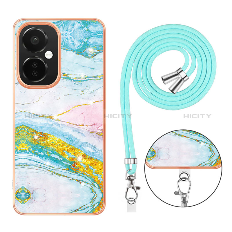 Coque Silicone Motif Fantaisie Souple Couleur Unie Etui Housse avec Laniere Strap Y05B pour OnePlus Nord N30 5G Plus