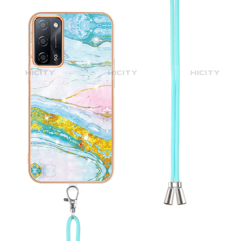 Coque Silicone Motif Fantaisie Souple Couleur Unie Etui Housse avec Laniere Strap Y05B pour Oppo A53s 5G Plus