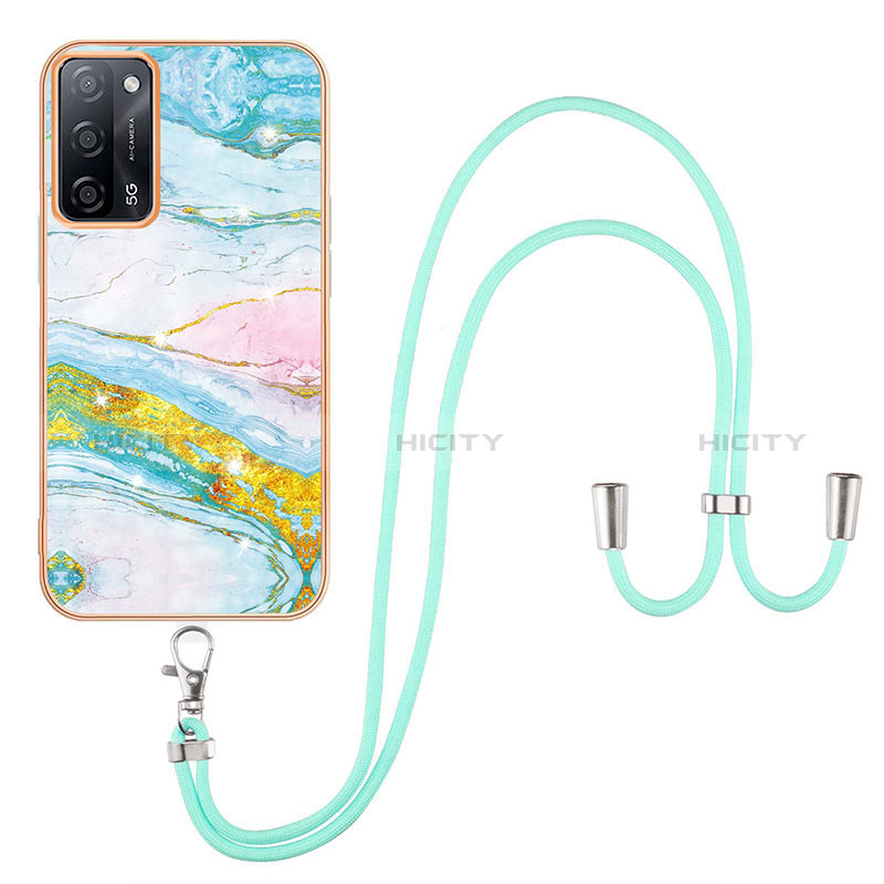 Coque Silicone Motif Fantaisie Souple Couleur Unie Etui Housse avec Laniere Strap Y05B pour Oppo A56 5G Plus