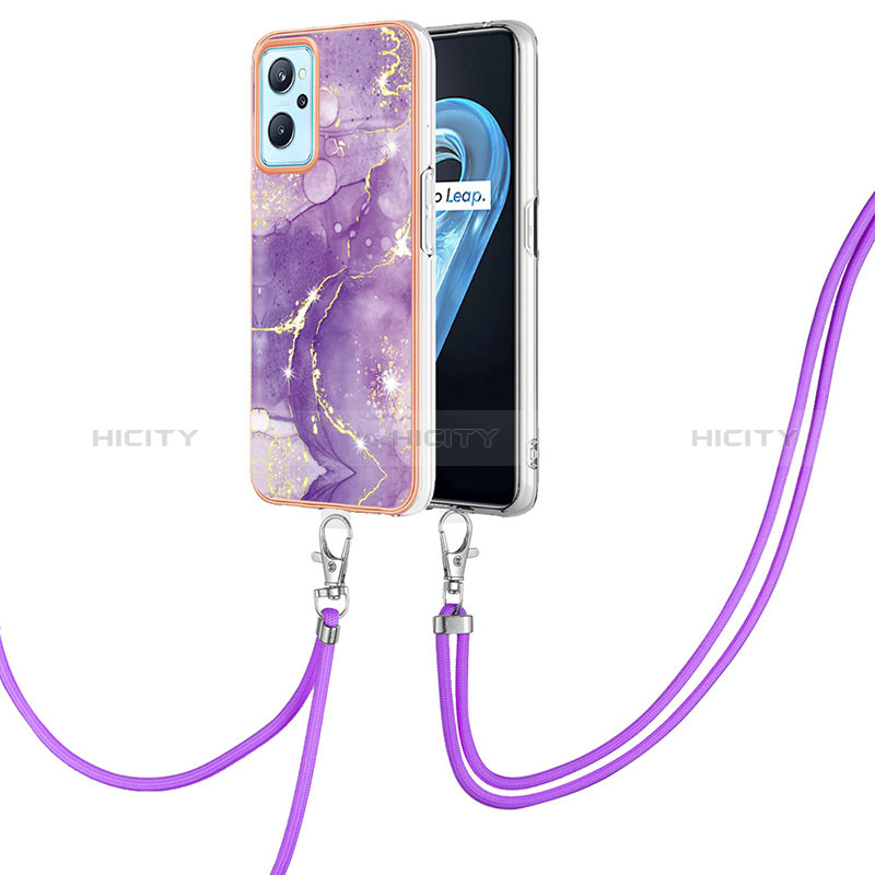 Coque Silicone Motif Fantaisie Souple Couleur Unie Etui Housse avec Laniere Strap Y05B pour Oppo K10 4G Violet Plus