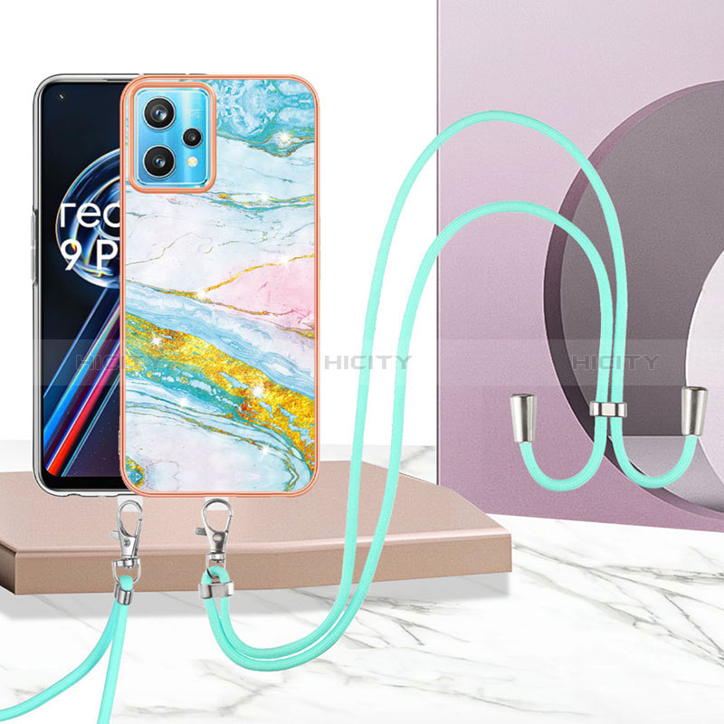 Coque Silicone Motif Fantaisie Souple Couleur Unie Etui Housse avec Laniere Strap Y05B pour Realme 9 5G Plus