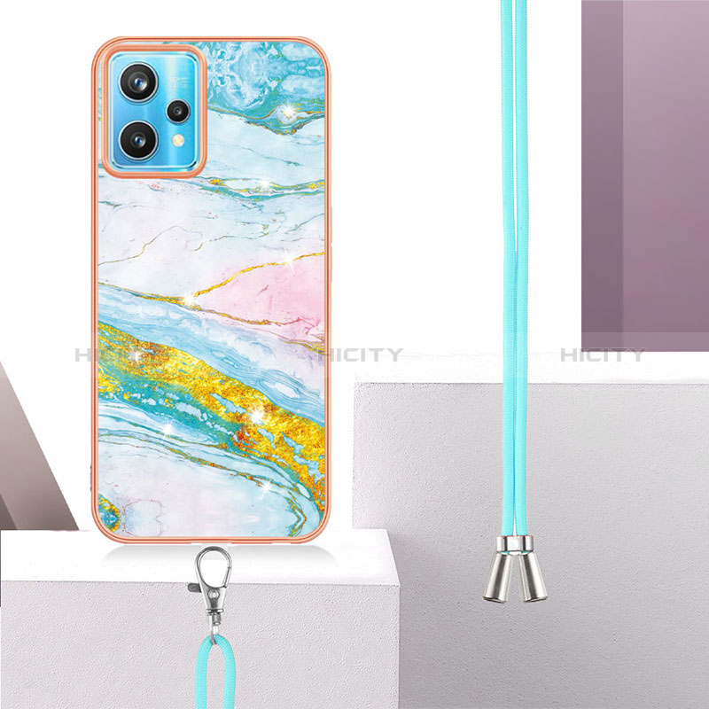 Coque Silicone Motif Fantaisie Souple Couleur Unie Etui Housse avec Laniere Strap Y05B pour Realme 9 5G Plus