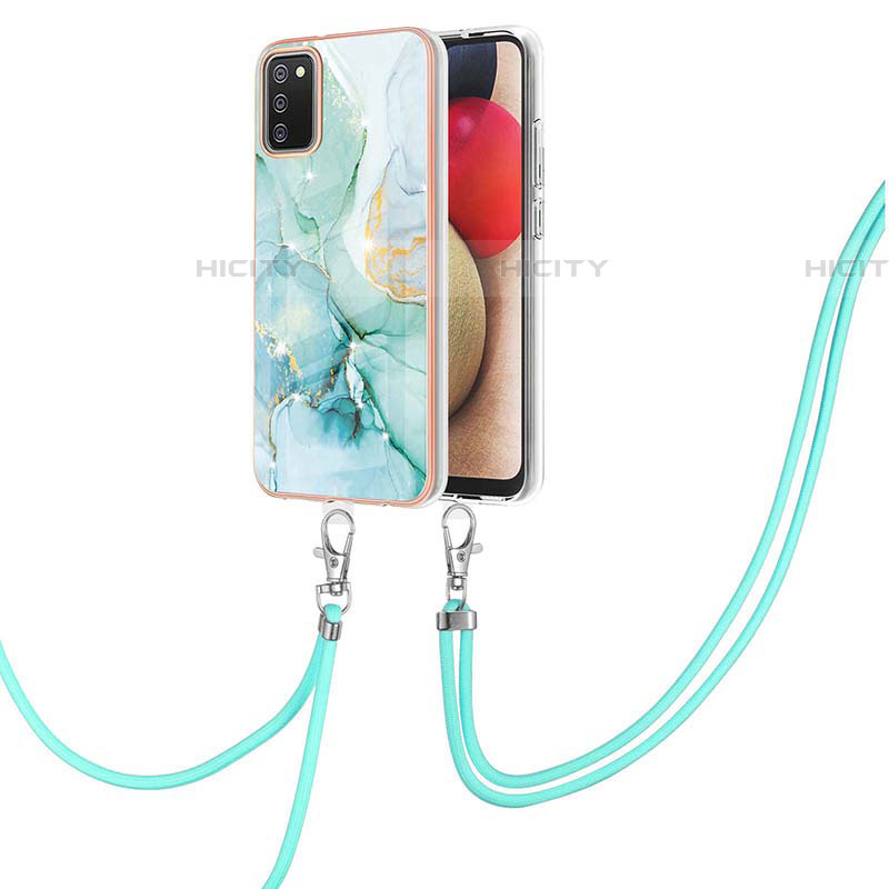 Coque Silicone Motif Fantaisie Souple Couleur Unie Etui Housse avec Laniere Strap Y05B pour Samsung Galaxy A03s Plus