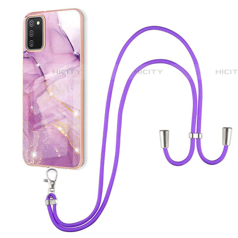 Coque Silicone Motif Fantaisie Souple Couleur Unie Etui Housse avec Laniere Strap Y05B pour Samsung Galaxy A03s Plus