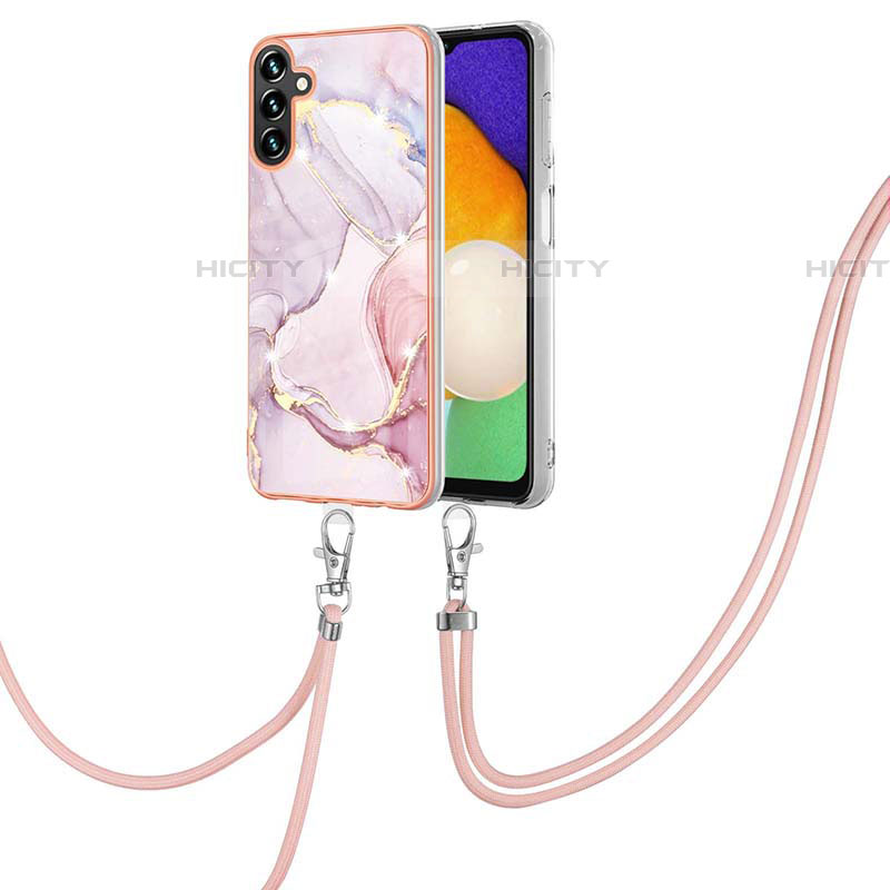 Coque Silicone Motif Fantaisie Souple Couleur Unie Etui Housse avec Laniere Strap Y05B pour Samsung Galaxy A04s Plus