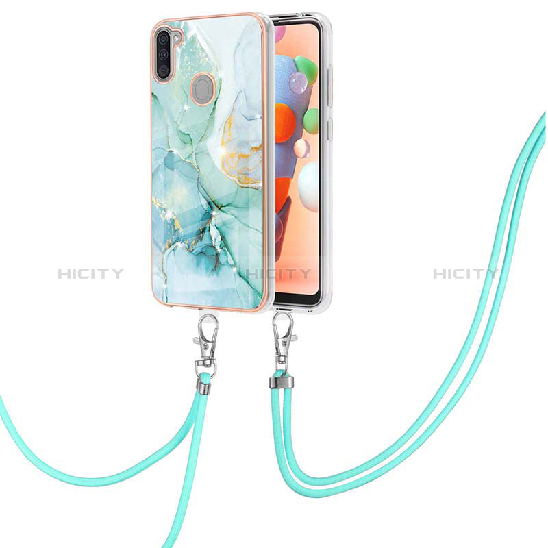 Coque Silicone Motif Fantaisie Souple Couleur Unie Etui Housse avec Laniere Strap Y05B pour Samsung Galaxy A11 Plus