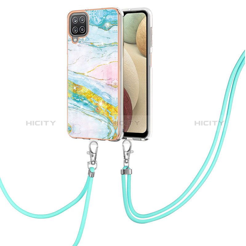 Coque Silicone Motif Fantaisie Souple Couleur Unie Etui Housse avec Laniere Strap Y05B pour Samsung Galaxy A12 5G Plus