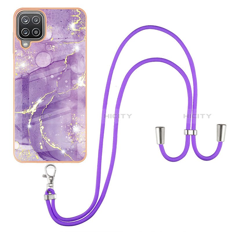 Coque Silicone Motif Fantaisie Souple Couleur Unie Etui Housse avec Laniere Strap Y05B pour Samsung Galaxy A12 5G Plus