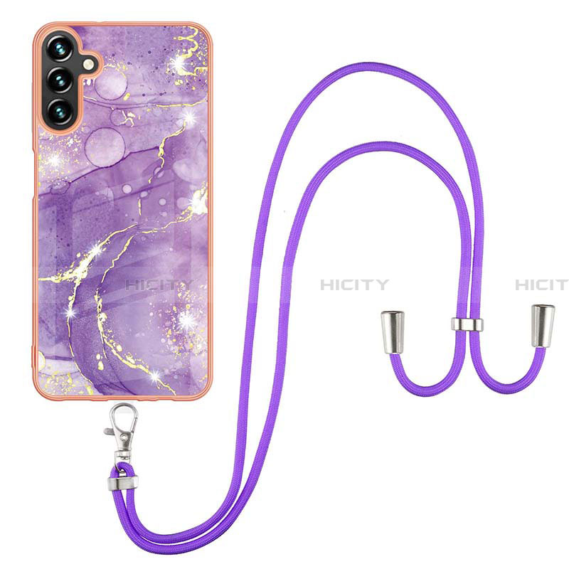 Coque Silicone Motif Fantaisie Souple Couleur Unie Etui Housse avec Laniere Strap Y05B pour Samsung Galaxy A13 5G Plus