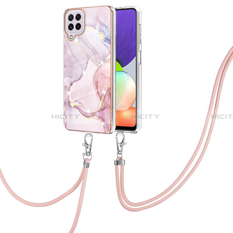 Coque Silicone Motif Fantaisie Souple Couleur Unie Etui Housse avec Laniere Strap Y05B pour Samsung Galaxy A22 4G Plus