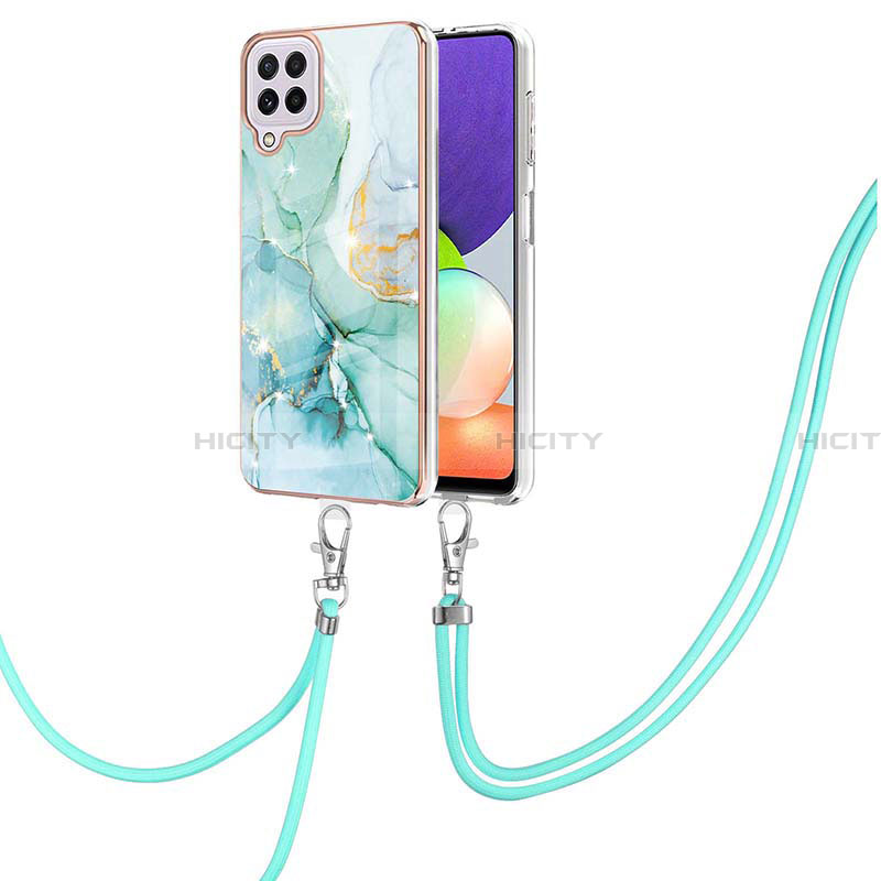 Coque Silicone Motif Fantaisie Souple Couleur Unie Etui Housse avec Laniere Strap Y05B pour Samsung Galaxy A22 4G Plus