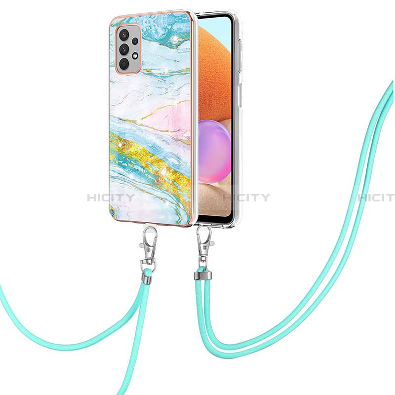 Coque Silicone Motif Fantaisie Souple Couleur Unie Etui Housse avec Laniere Strap Y05B pour Samsung Galaxy A32 4G Colorful Plus