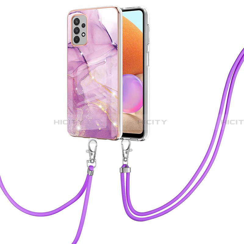 Coque Silicone Motif Fantaisie Souple Couleur Unie Etui Housse avec Laniere Strap Y05B pour Samsung Galaxy A32 4G Plus