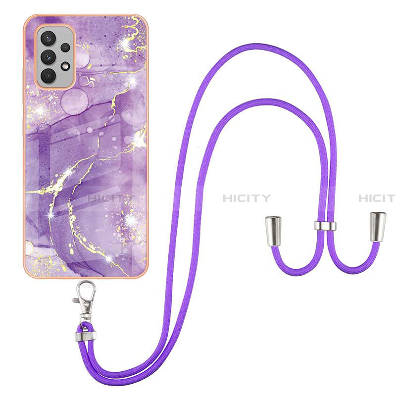 Coque Silicone Motif Fantaisie Souple Couleur Unie Etui Housse avec Laniere Strap Y05B pour Samsung Galaxy A32 4G Plus