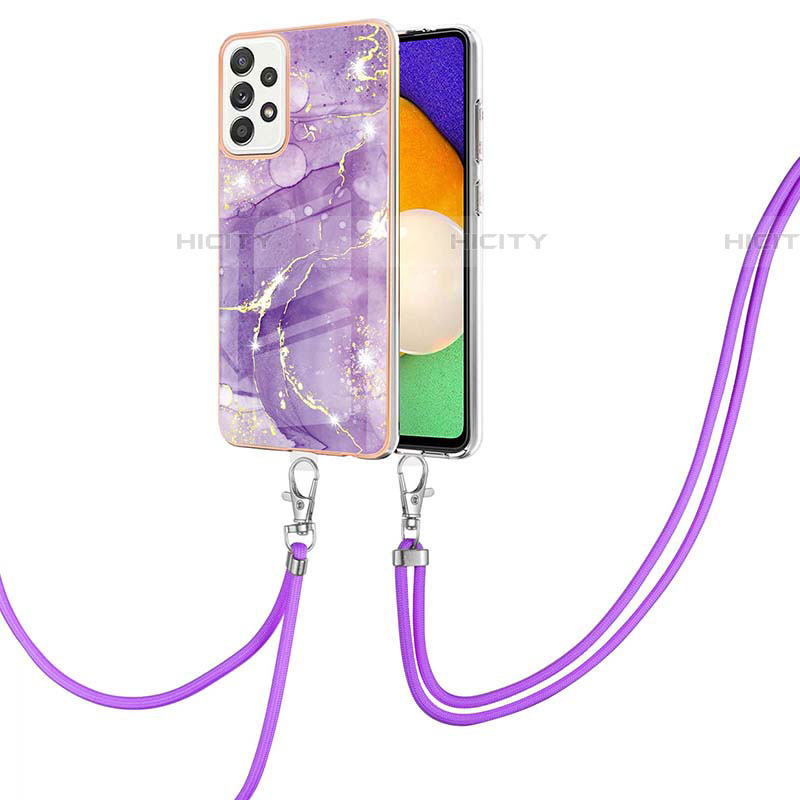 Coque Silicone Motif Fantaisie Souple Couleur Unie Etui Housse avec Laniere Strap Y05B pour Samsung Galaxy A52 4G Plus