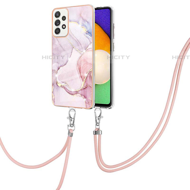 Coque Silicone Motif Fantaisie Souple Couleur Unie Etui Housse avec Laniere Strap Y05B pour Samsung Galaxy A52 4G Plus