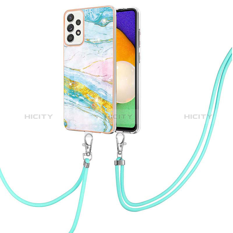 Coque Silicone Motif Fantaisie Souple Couleur Unie Etui Housse avec Laniere Strap Y05B pour Samsung Galaxy A52s 5G Colorful Plus