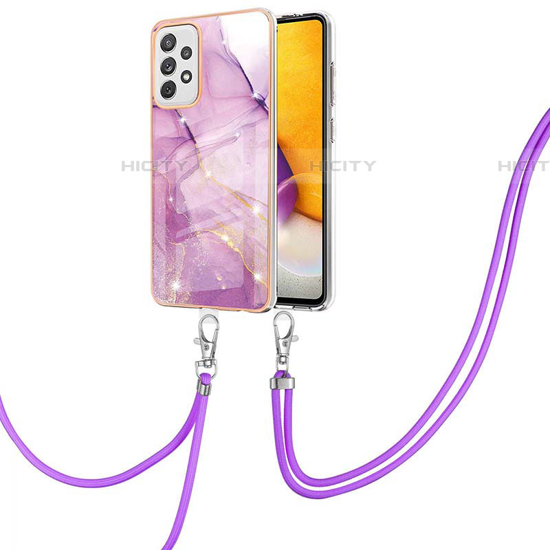 Coque Silicone Motif Fantaisie Souple Couleur Unie Etui Housse avec Laniere Strap Y05B pour Samsung Galaxy A72 4G Plus