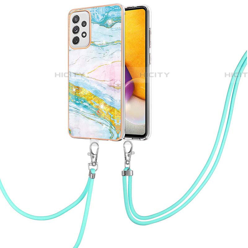 Coque Silicone Motif Fantaisie Souple Couleur Unie Etui Housse avec Laniere Strap Y05B pour Samsung Galaxy A72 4G Plus