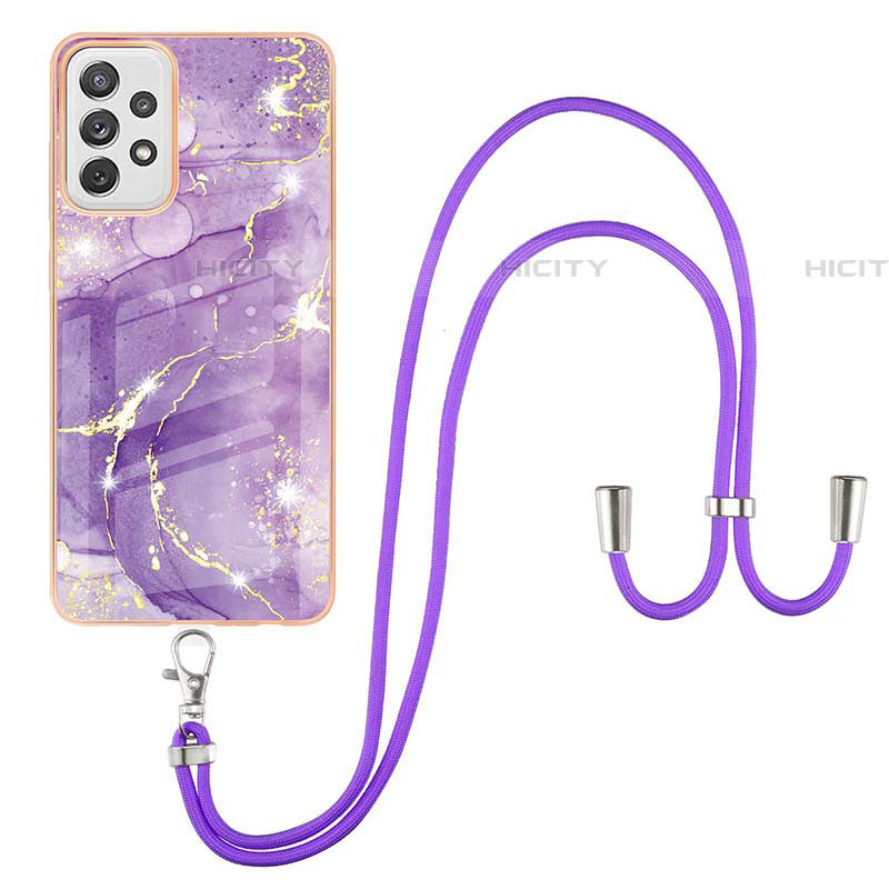 Coque Silicone Motif Fantaisie Souple Couleur Unie Etui Housse avec Laniere Strap Y05B pour Samsung Galaxy A72 4G Plus