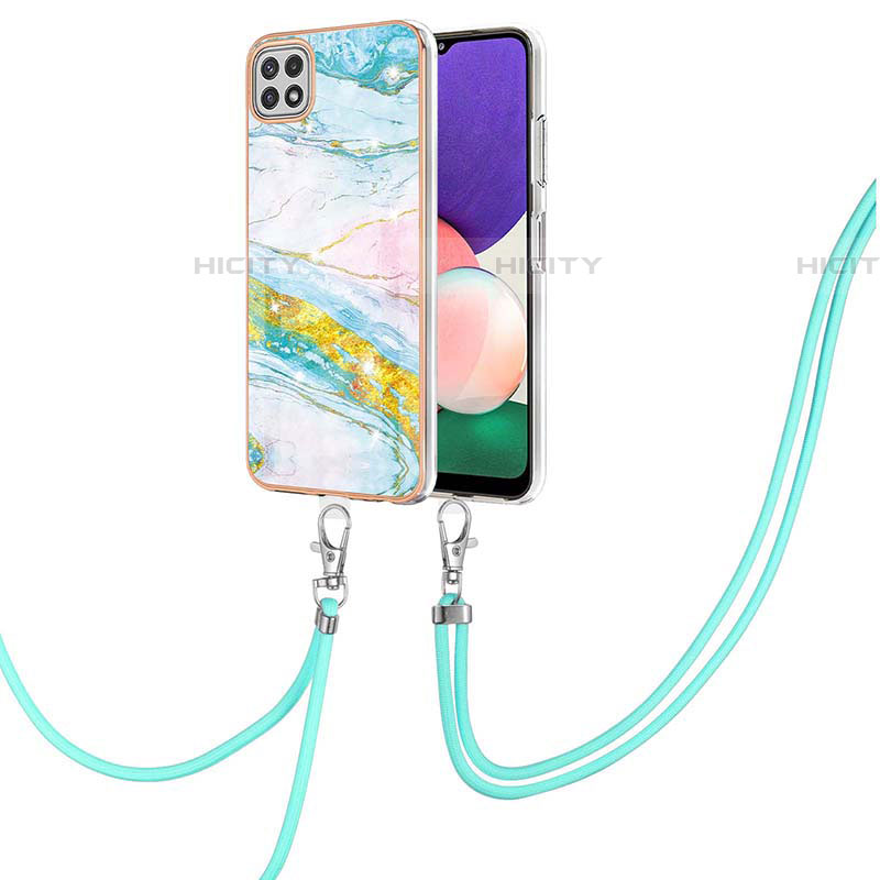 Coque Silicone Motif Fantaisie Souple Couleur Unie Etui Housse avec Laniere Strap Y05B pour Samsung Galaxy F42 5G Colorful Plus