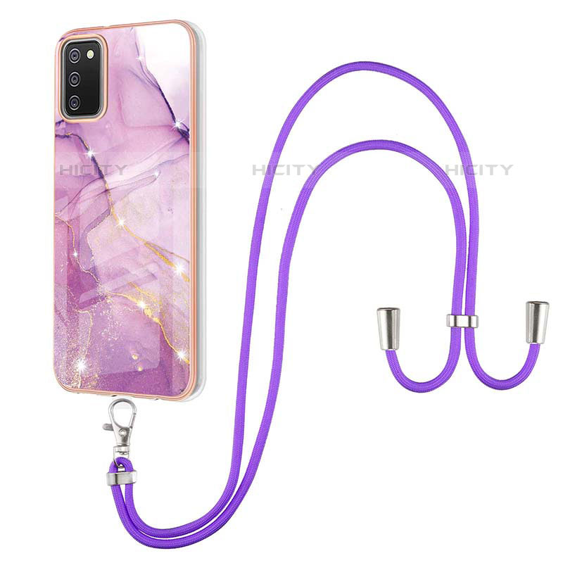 Coque Silicone Motif Fantaisie Souple Couleur Unie Etui Housse avec Laniere Strap Y05B pour Samsung Galaxy M02s Plus