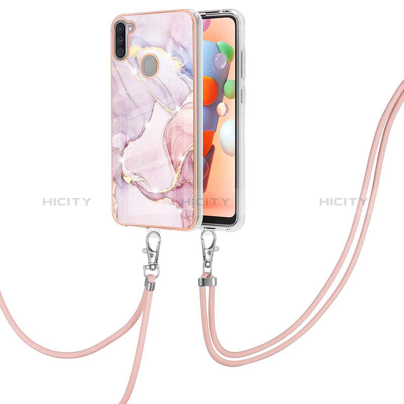 Coque Silicone Motif Fantaisie Souple Couleur Unie Etui Housse avec Laniere Strap Y05B pour Samsung Galaxy M11 Plus