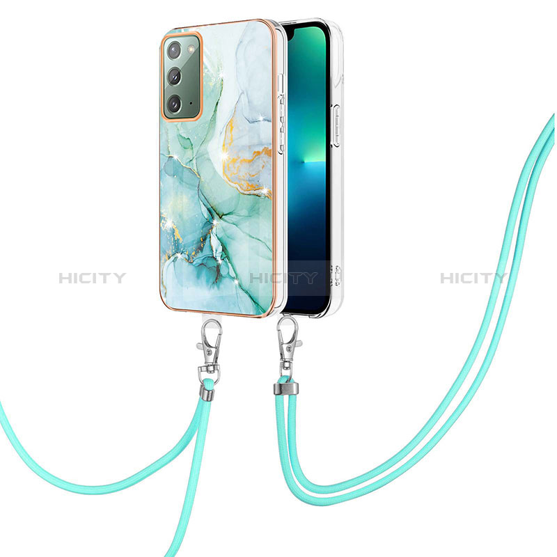 Coque Silicone Motif Fantaisie Souple Couleur Unie Etui Housse avec Laniere Strap Y05B pour Samsung Galaxy Note 20 5G Plus