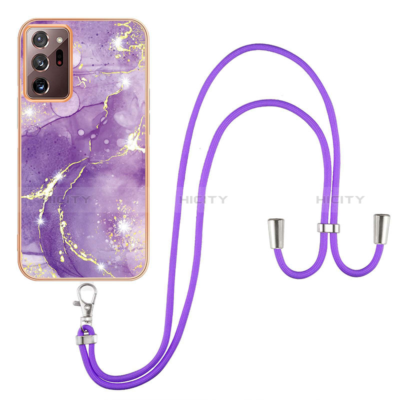 Coque Silicone Motif Fantaisie Souple Couleur Unie Etui Housse avec Laniere Strap Y05B pour Samsung Galaxy Note 20 Ultra 5G Plus