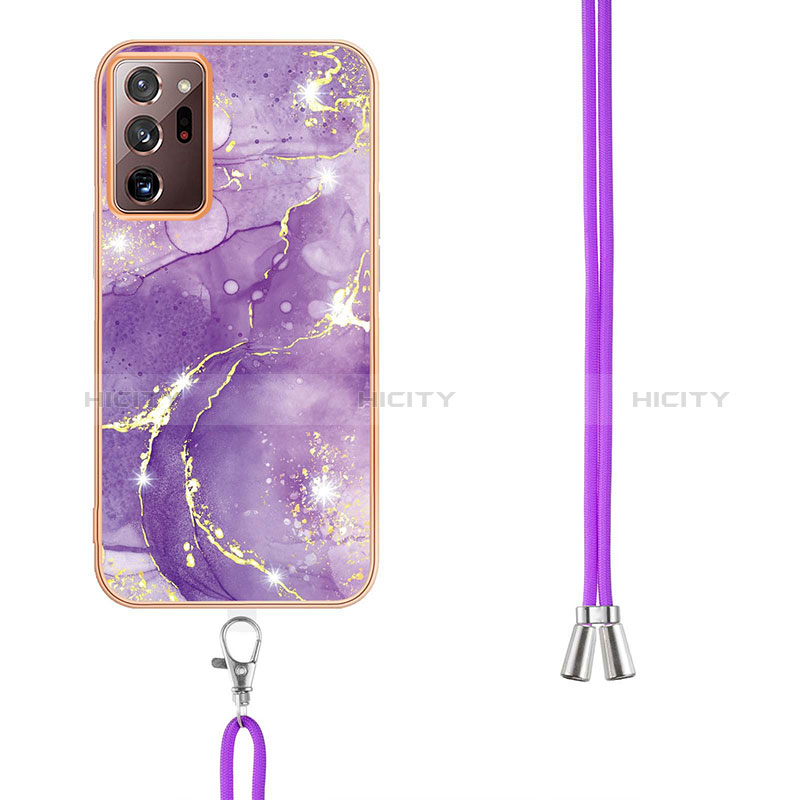 Coque Silicone Motif Fantaisie Souple Couleur Unie Etui Housse avec Laniere Strap Y05B pour Samsung Galaxy Note 20 Ultra 5G Plus