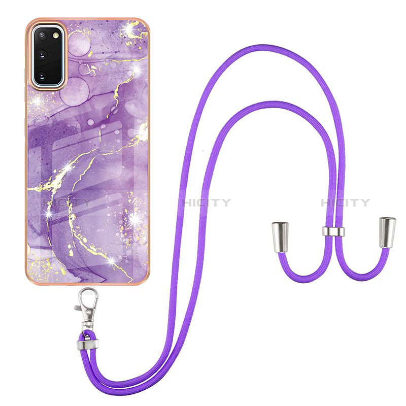 Coque Silicone Motif Fantaisie Souple Couleur Unie Etui Housse avec Laniere Strap Y05B pour Samsung Galaxy S20 Plus