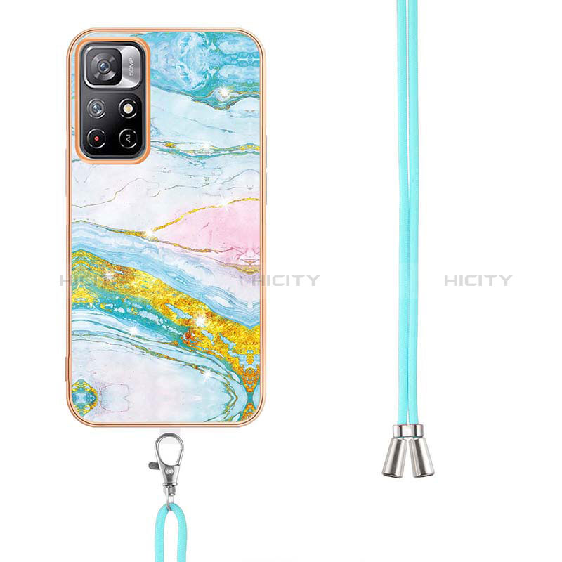 Coque Silicone Motif Fantaisie Souple Couleur Unie Etui Housse avec Laniere Strap Y05B pour Xiaomi Poco M4 Pro 5G Plus