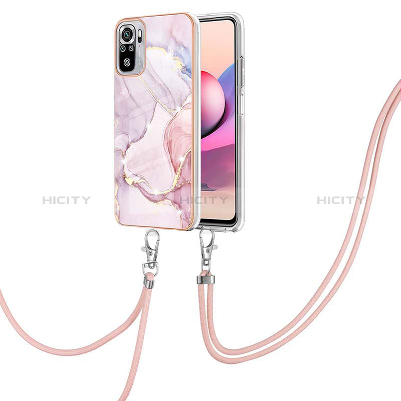 Coque Silicone Motif Fantaisie Souple Couleur Unie Etui Housse avec Laniere Strap Y05B pour Xiaomi Poco M5S Rose Plus