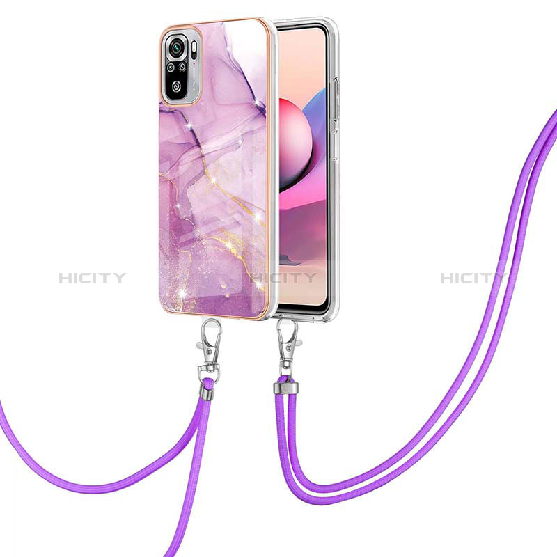 Coque Silicone Motif Fantaisie Souple Couleur Unie Etui Housse avec Laniere Strap Y05B pour Xiaomi Poco M5S Violet Clair Plus