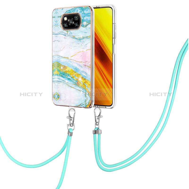 Coque Silicone Motif Fantaisie Souple Couleur Unie Etui Housse avec Laniere Strap Y05B pour Xiaomi Poco X3 NFC Colorful Plus