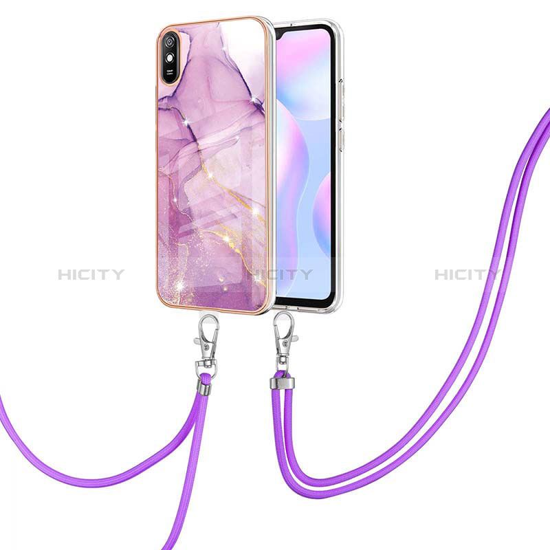 Coque Silicone Motif Fantaisie Souple Couleur Unie Etui Housse avec Laniere Strap Y05B pour Xiaomi Redmi 9A Plus