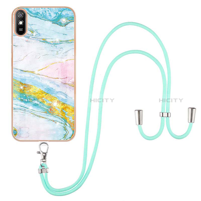 Coque Silicone Motif Fantaisie Souple Couleur Unie Etui Housse avec Laniere Strap Y05B pour Xiaomi Redmi 9AT Plus