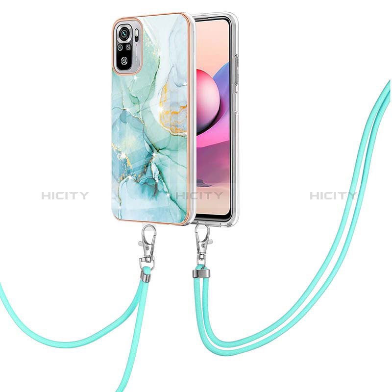 Coque Silicone Motif Fantaisie Souple Couleur Unie Etui Housse avec Laniere Strap Y05B pour Xiaomi Redmi Note 10 4G Plus