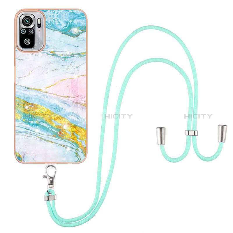 Coque Silicone Motif Fantaisie Souple Couleur Unie Etui Housse avec Laniere Strap Y05B pour Xiaomi Redmi Note 10 4G Plus