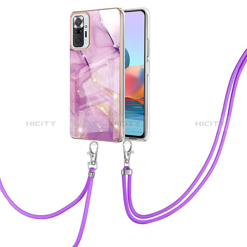 Coque Silicone Motif Fantaisie Souple Couleur Unie Etui Housse avec Laniere Strap Y05B pour Xiaomi Redmi Note 10 Pro 4G Plus