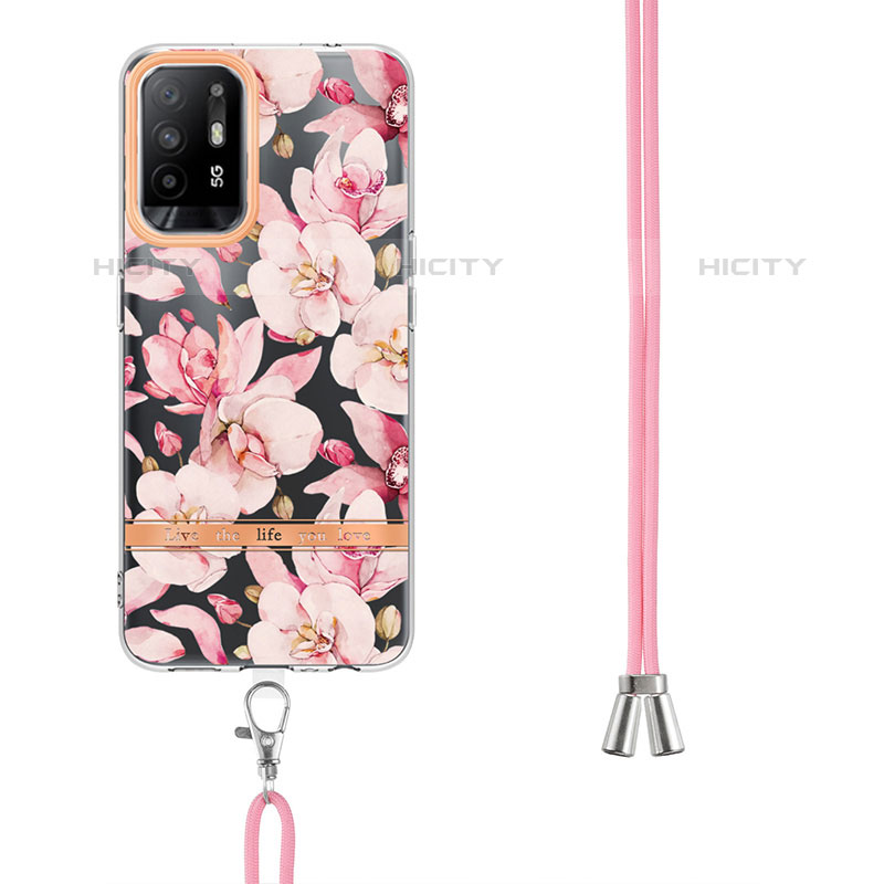 Coque Silicone Motif Fantaisie Souple Couleur Unie Etui Housse avec Laniere Strap Y06B pour Oppo A94 5G Plus