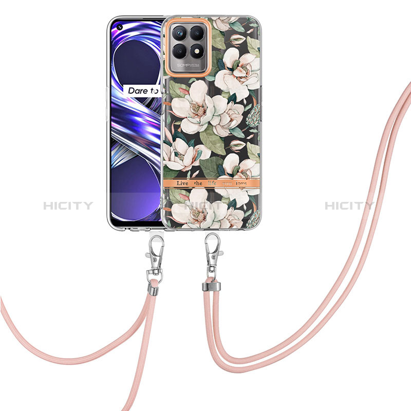 Coque Silicone Motif Fantaisie Souple Couleur Unie Etui Housse avec Laniere Strap Y06B pour Realme 8i Plus