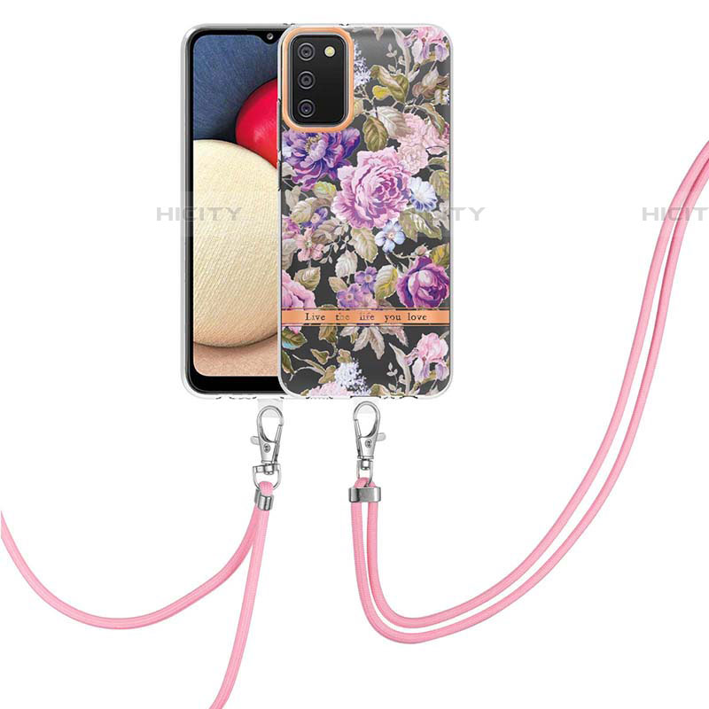 Coque Silicone Motif Fantaisie Souple Couleur Unie Etui Housse avec Laniere Strap Y06B pour Samsung Galaxy A03s Plus