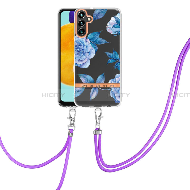 Coque Silicone Motif Fantaisie Souple Couleur Unie Etui Housse avec Laniere Strap Y06B pour Samsung Galaxy A13 5G Plus