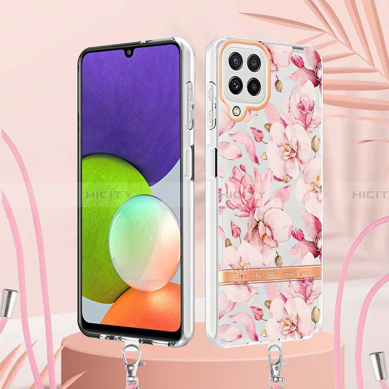 Coque Silicone Motif Fantaisie Souple Couleur Unie Etui Housse avec Laniere Strap Y06B pour Samsung Galaxy A22 4G Plus