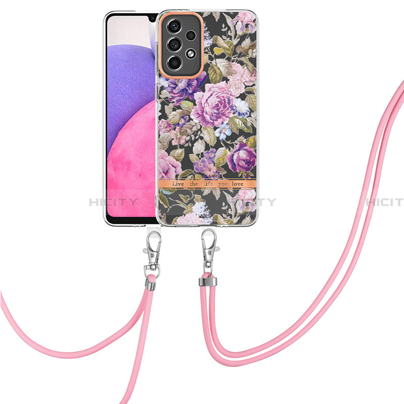 Coque Silicone Motif Fantaisie Souple Couleur Unie Etui Housse avec Laniere Strap Y06B pour Samsung Galaxy A33 5G Plus